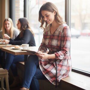 Plaid Button Down Mini Dress for Women – Long Sleeve Flannel Style Dress